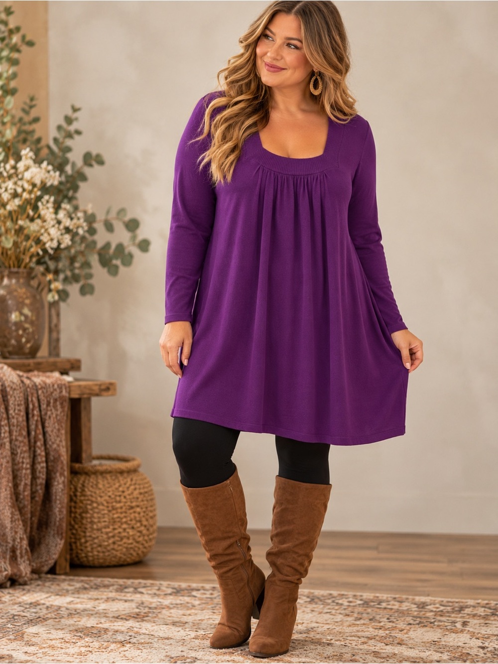 💜✨ Lane Bryant NWT Purple Tunic Sweater Dress • Plus Size Boho ✨💜